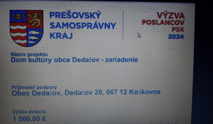 Dom kultúry obce Dedačov 2024 - PSK 2024  Výzva poslancov